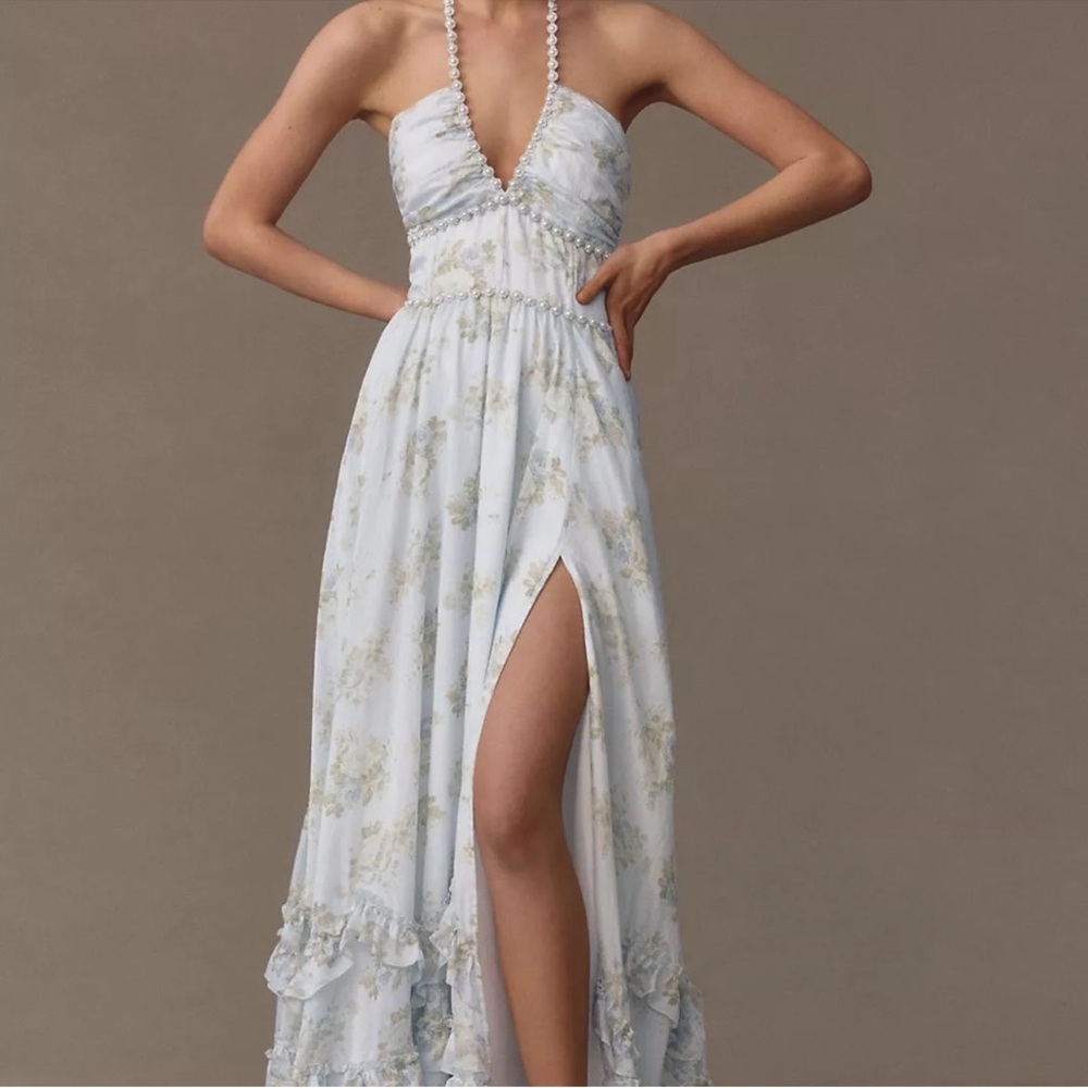 V. Chapman Scarlette Victorian Light Blue Floral Dress